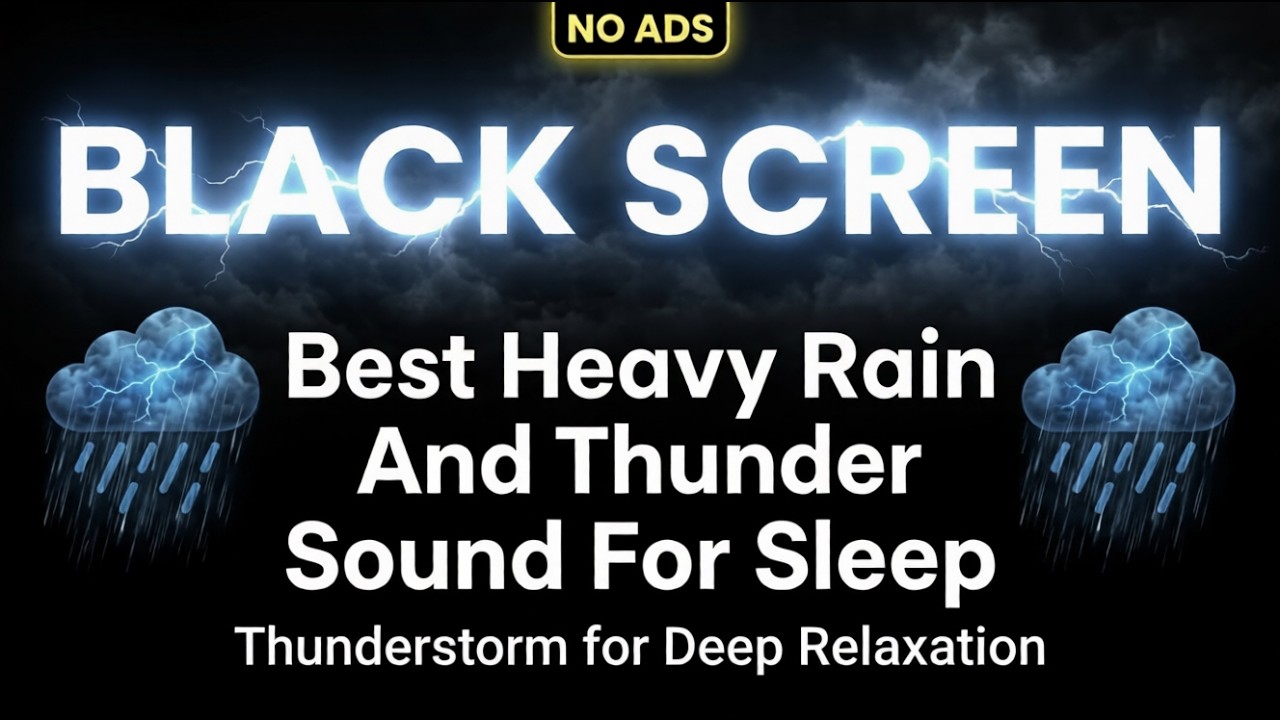 Heavy Rain and Thunder Sounds for Sleeping - Black Screen | 🔥 Powerful Thunderstorm to Sleep Fast