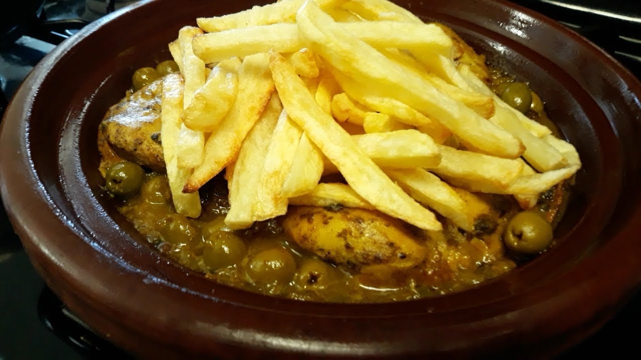 تحضير طاجين الدجاج بالفريت او البطاطس المقلية مدغمر  بمذاق رائع Moroccan Tajine