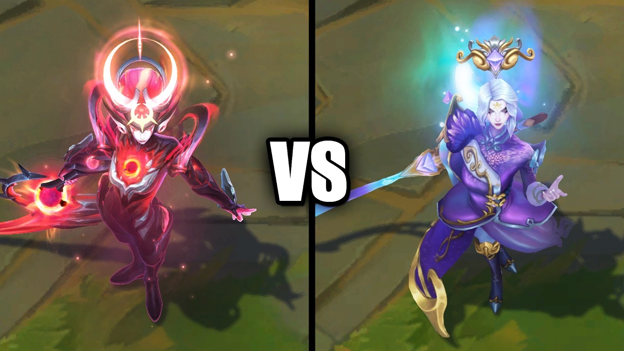 Eclipse Eternal Aspect Diana vs Winterblessed Diana Skins Comparison (League of Legends)
