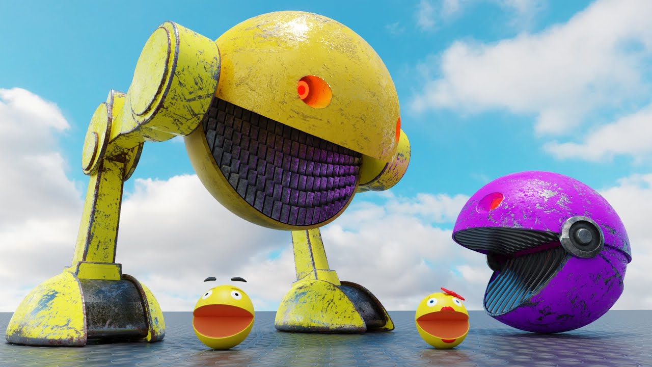 ROBOT PACMAN & MS PACMAN VS TWO LEGS ROBOT MONSTER PACMAN