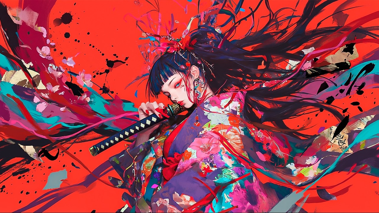 🌺Japanese Dark Ambient | Painted Fury — Warrior of the Red Horizon | 紅蓮に舞う剣姫