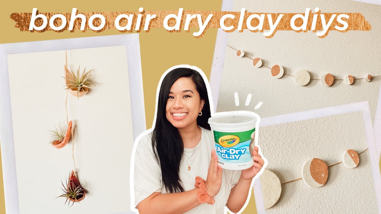 *BEST* BOHO AIR DRY CLAY DIY WALL HANGINGS FOR YOUR HOME! | AESTHETIC Decor| HOW TO Air Plant Hanger