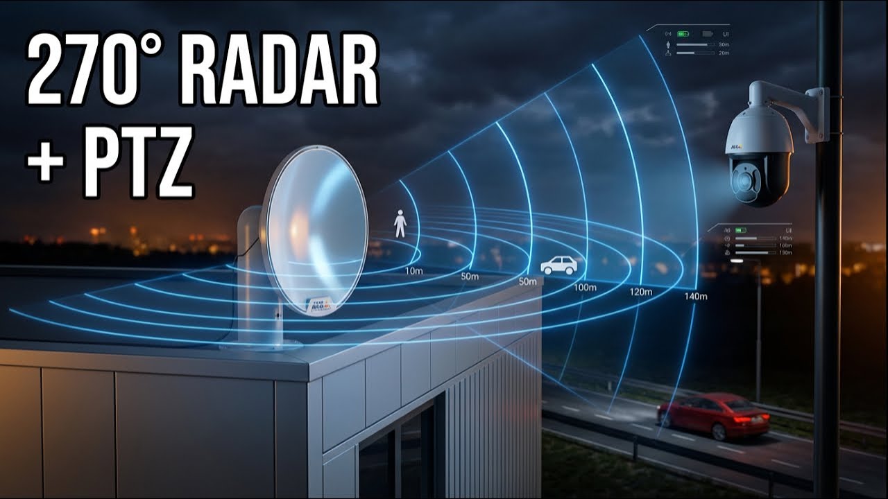 Демонстрация радара AXIS 270° + PTZ-камеры | Человек, транспортное средство на расстоянии до 140 м