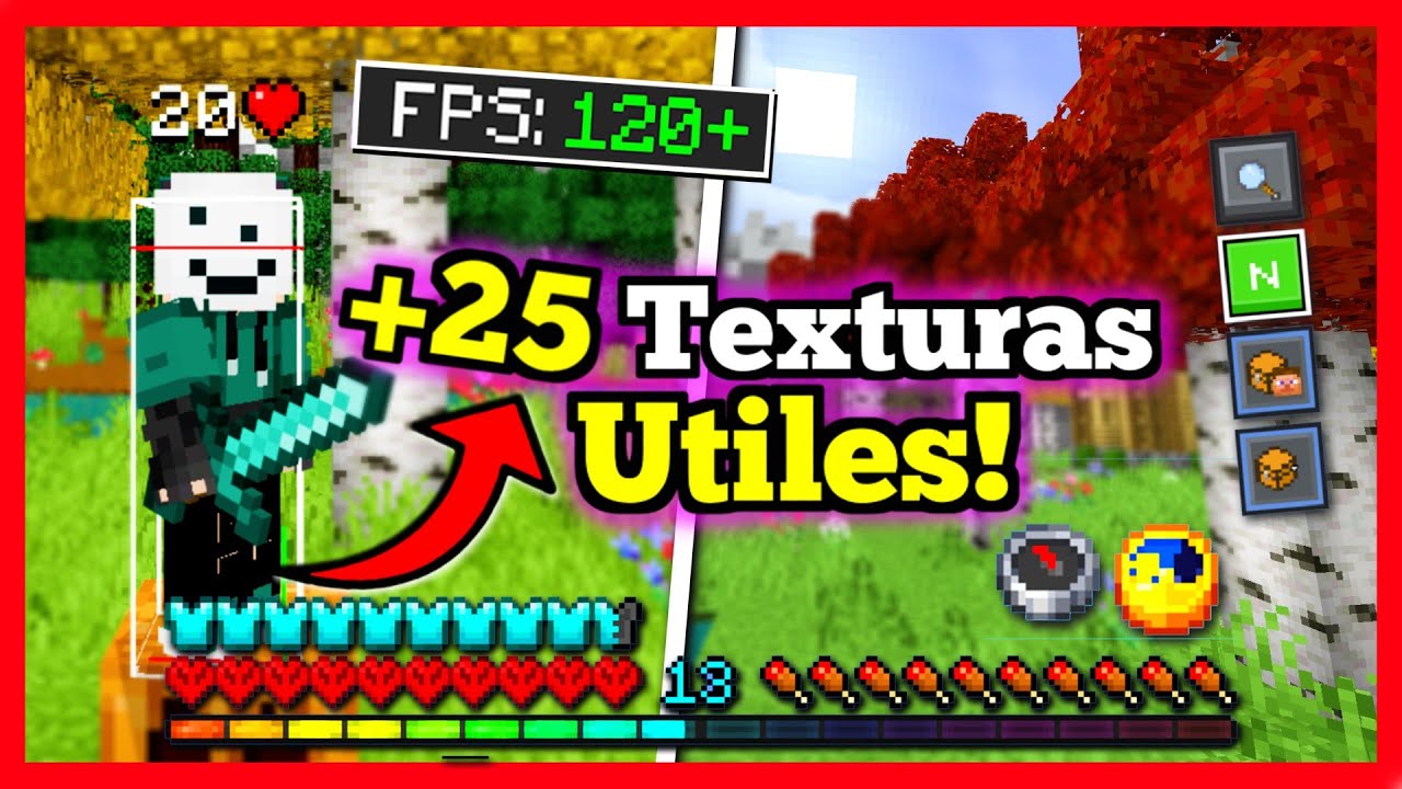 🔴 Top +25 TEXTURAS &Uacute;TILES para Minecraft PE 1.21.X (+FPS!) | Texture Packs para MINECRAFT BEDROCK