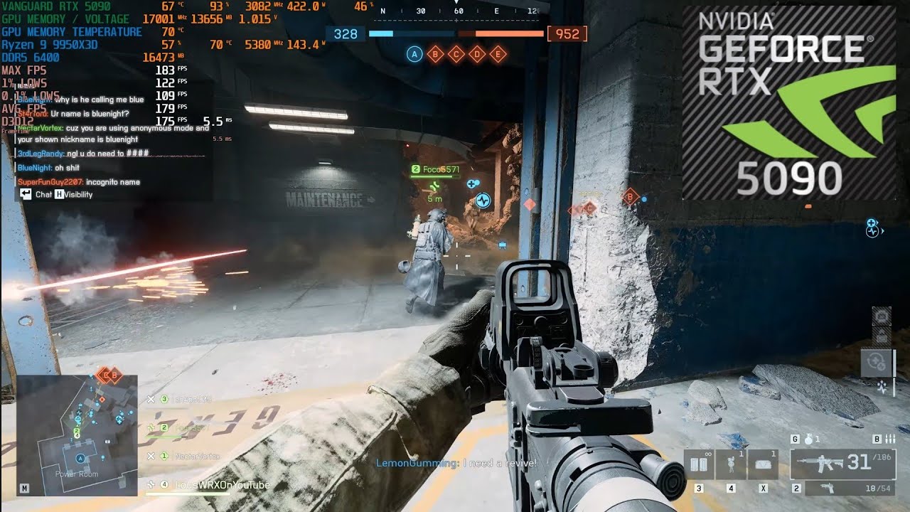 Многопользовательская игра Battlefield 6 в разрешении 4K, Vanguard RTX 5090, AMD Ryzen 9 9950X3D,...