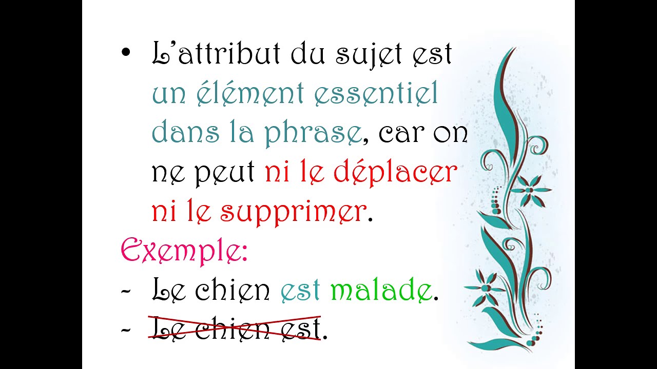 L'attribut du sujet/ la différence entre l'attribut du sujet et le complément d'objet direct (C.O.D)