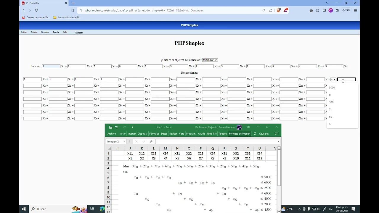 USO DE PHPSIMPLEX - MODELO DE TRANSPORTE