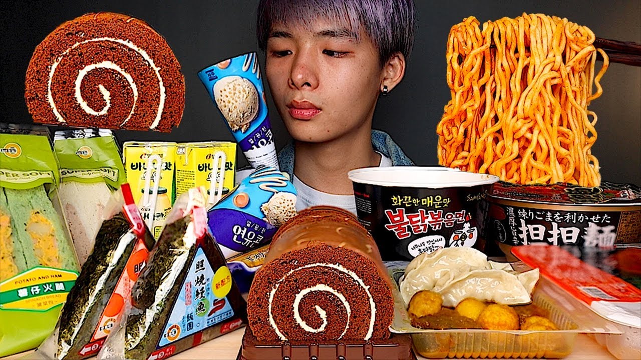 ASMR CONVENIENCE STORE'S FOOD, CHOCOLATE CAKE, SPICY NOODLES, SANDWICHES, ICE CREAM | MAR ASMR