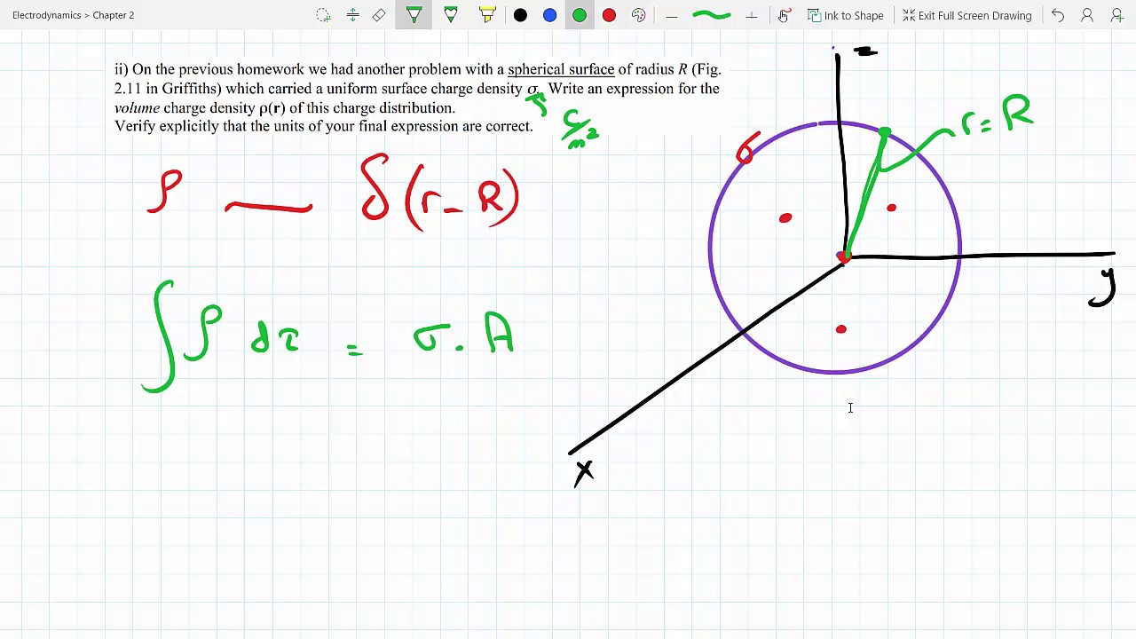 Write expression for volume charge density ρ in Spherical Coordinates of a charge distribution