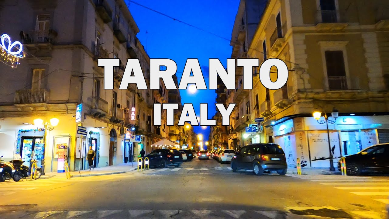 Taranto, Italy - Driving Tour at Night 4K