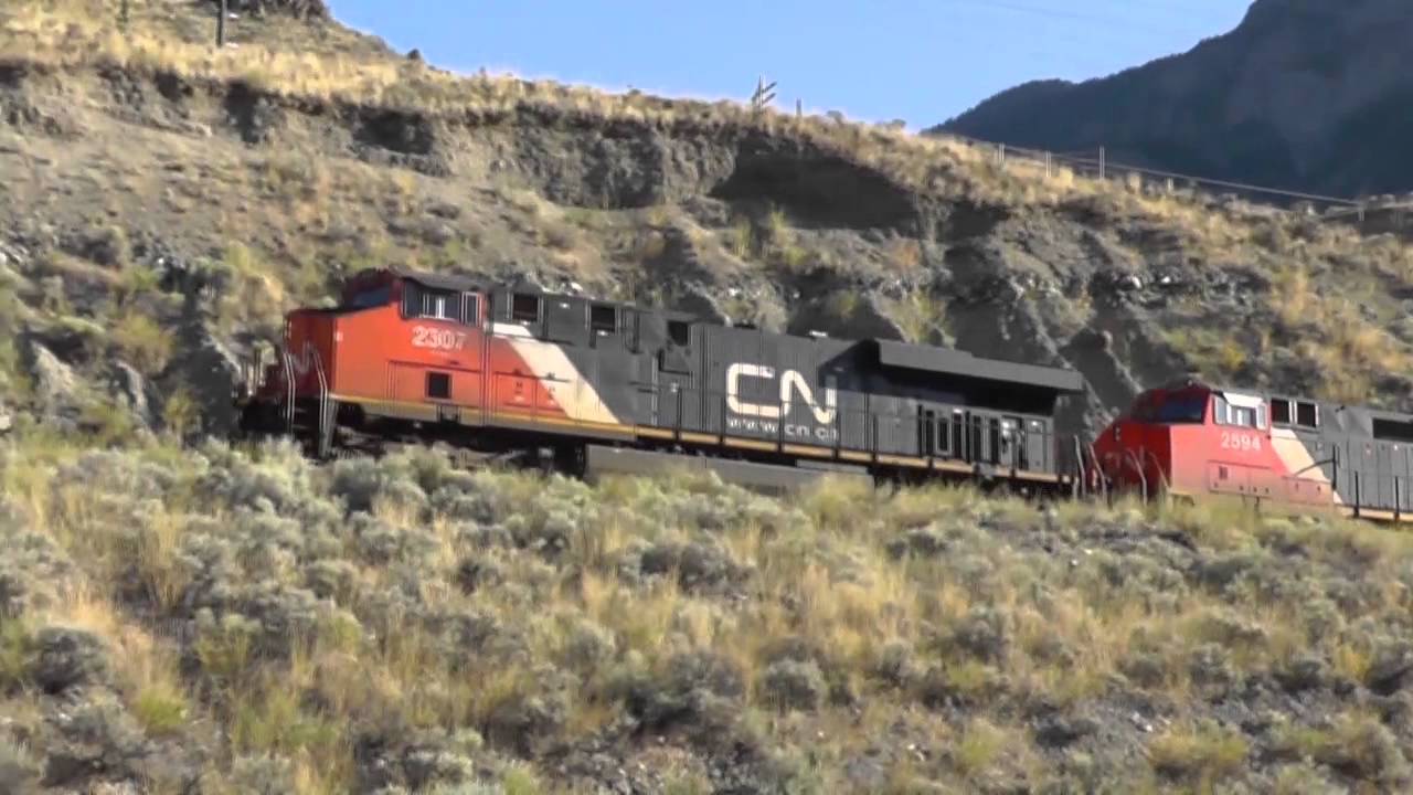 CN Rail -- A late-afternoon Northbound freight between Lillooet and Pavilion, BC