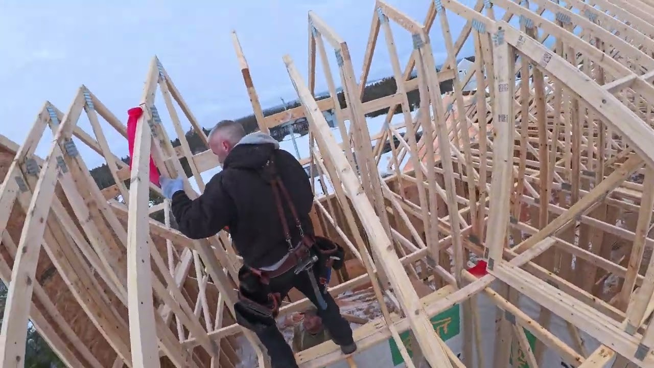 Installing truss (lots of truss!) in Logy bay