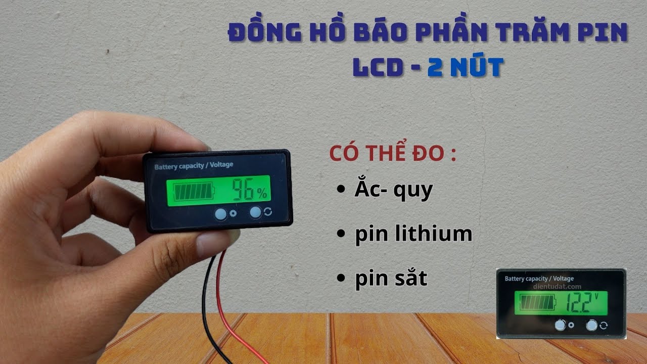 Đồng Hồ Báo Phần Trăm Pin LCD - 2 Nút | Điện tử DAT