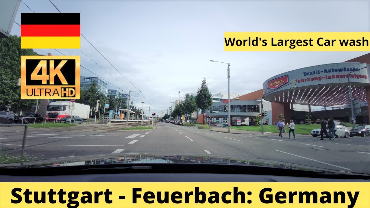 Driving in Germany: Stuttgart,Feuerbach 4K UHD|wide angle