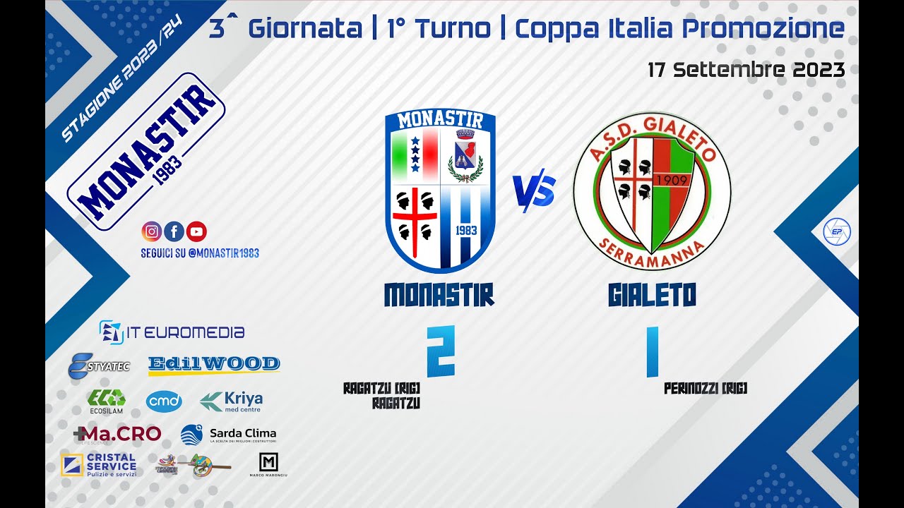 17/09/2023 Monastir - Gialeto (Gol e Highlights)