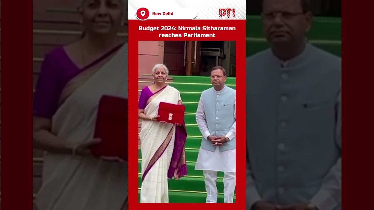 Budget 2024: Union Finance Minister Nirmala Sitharaman arrives at Parliament