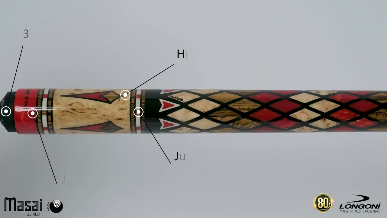 Longoni MASAI 25 MAGMA cue. Exclusive availability for LONGGONGNI(BEIJING)DIGITAL TECHNOLOGY CO.,LTD