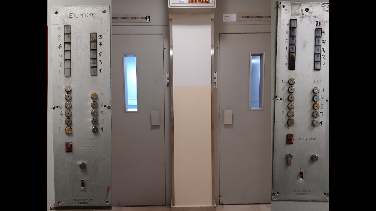 2x Original early 1980s Končar elevators in Split, Croatia