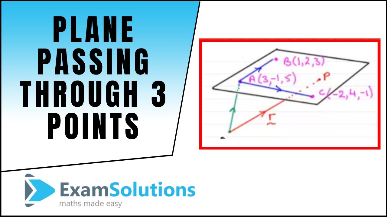 Плоскость, проходящая через 3 точки (векторная параметрическая форма): ExamSolutions Maths Revision
