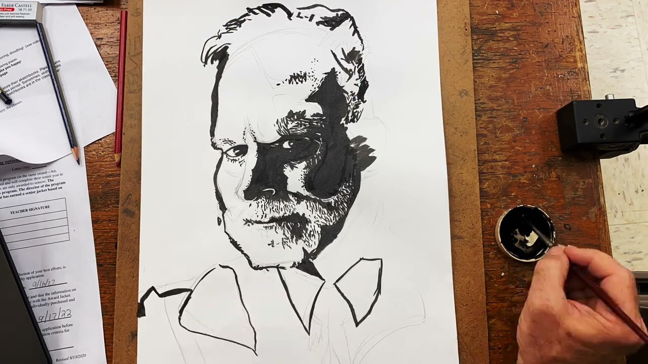 Inking a High Contrast Portrait