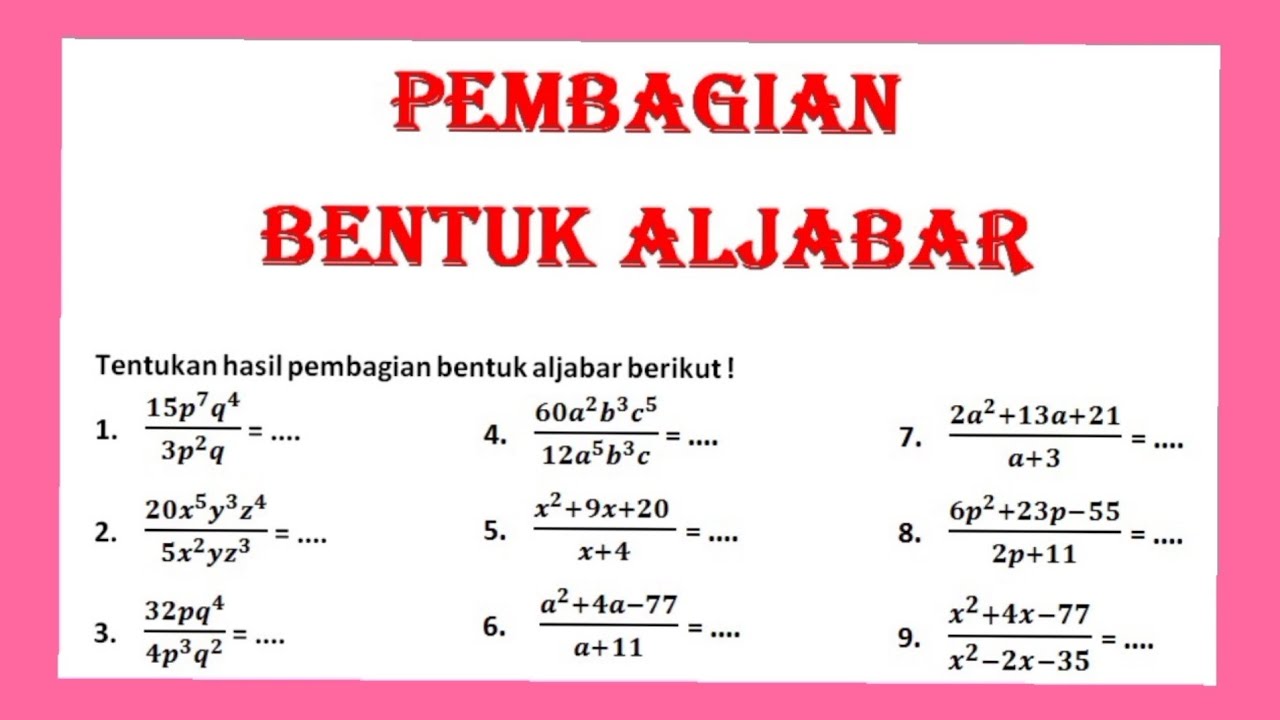 Pembagian Bentuk Aljabar