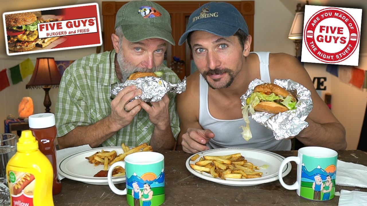 Montana Guys First Five Guys Burger And Fries - Mukbang (Ешьте с нами!)