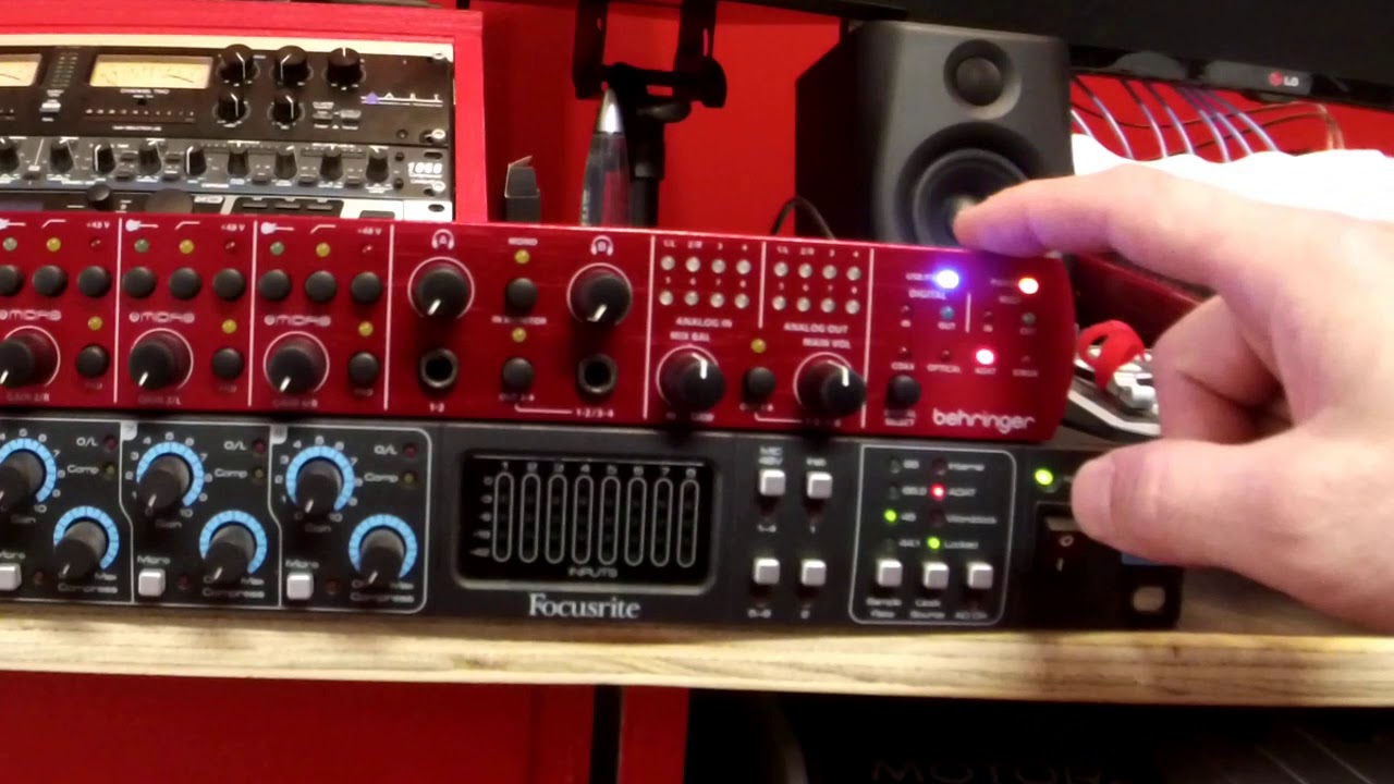 Подключение устройства ADAT к аудиоинтерфейсу Behringer Firepower FCA1616