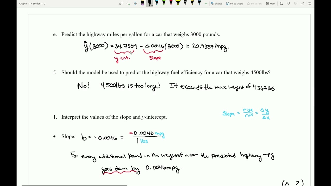 11.2 Ex3 Interpreting Slopes & y int