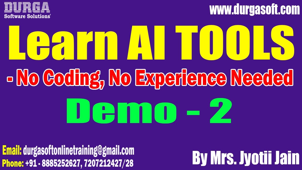 LEARN AI TOOLS - NO CODING, NO EXPERIENCE NEEDED tutorials || Demo - 2 || by Mrs. Jyotii Jain