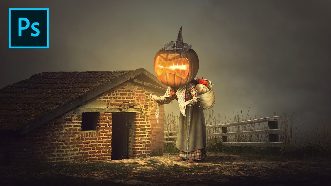 Photoshop Manipulation Tutorial - Grandma Pumpkin | Halloween Tutorial