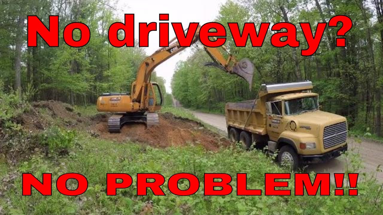 Using an excavator to put in a difficult driveway
