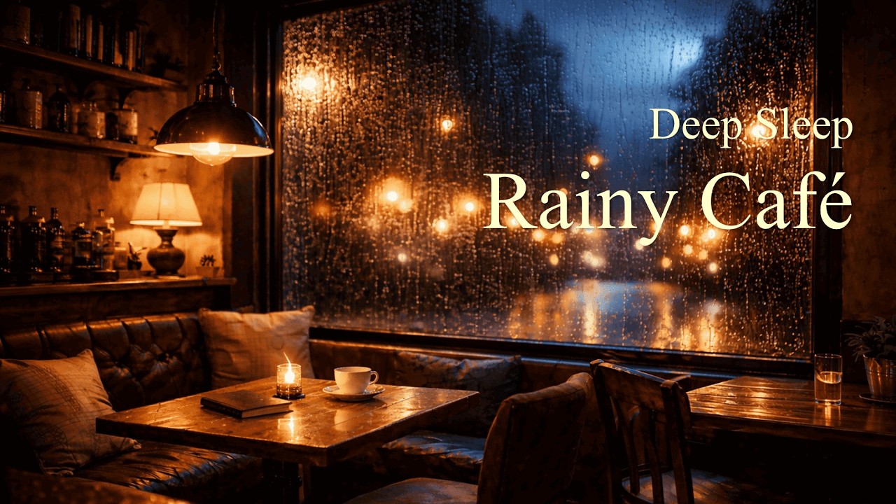 Fall Asleep Fast with Warm Rain Café Ambience | Relaxing Sleep Music 3 Hours