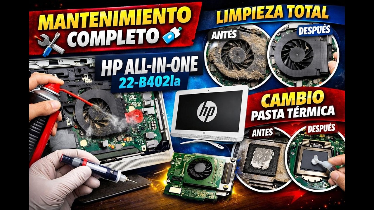 Mantenimiento completo a HP All-in-One 22-b402la 🔧💻 | Limpieza interna + cambio de pasta térmica.