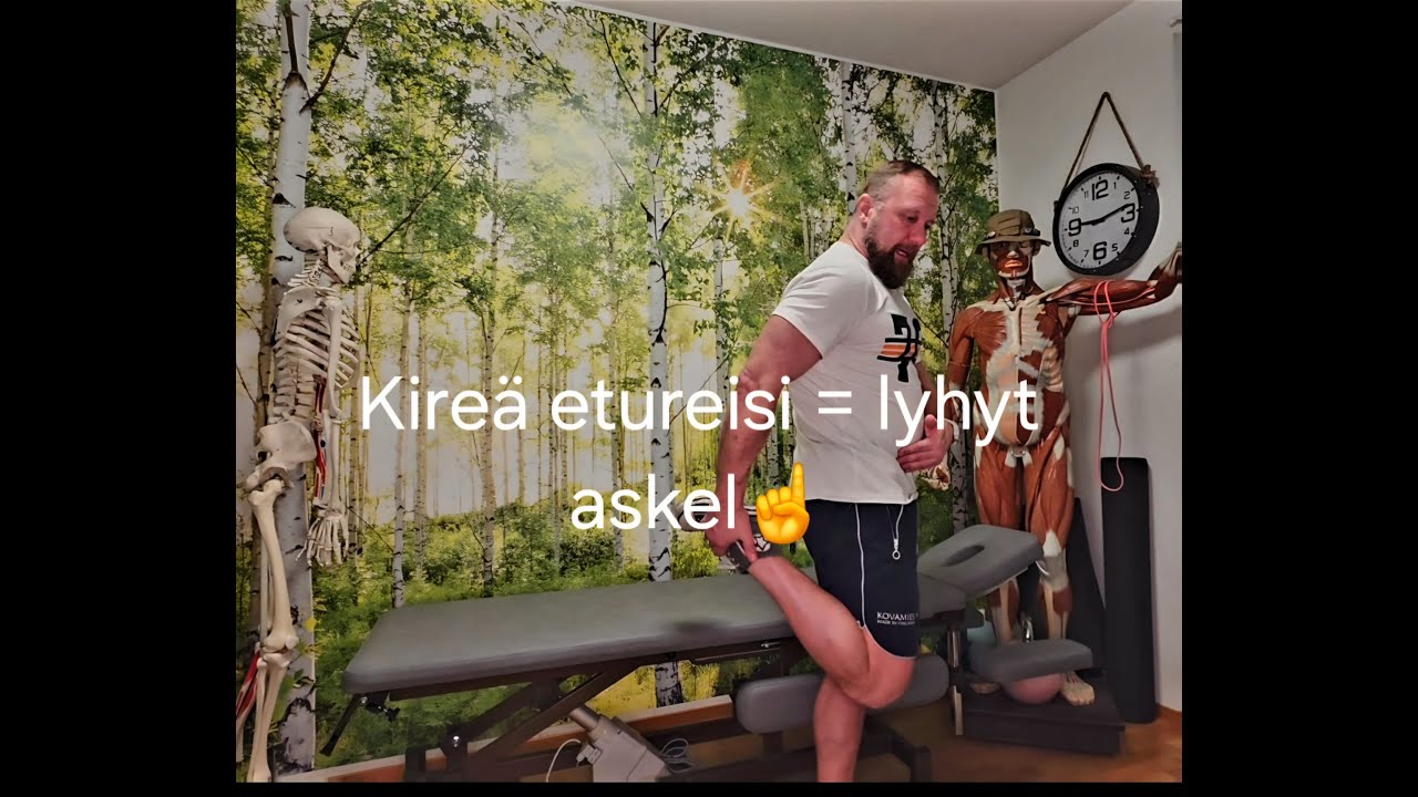 Lonkan ojennus alkaa etureidestä. Kun etureiden liike on vapaa, askel kevenee ja lantio toimii.