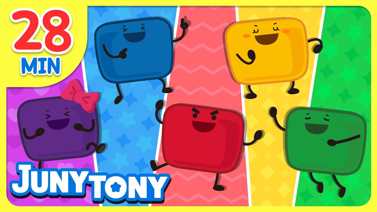 🌈Five Marshmallows Friends Compilation | +Color Monster, Dinosaur | Color Songs for Kids | JunyTony