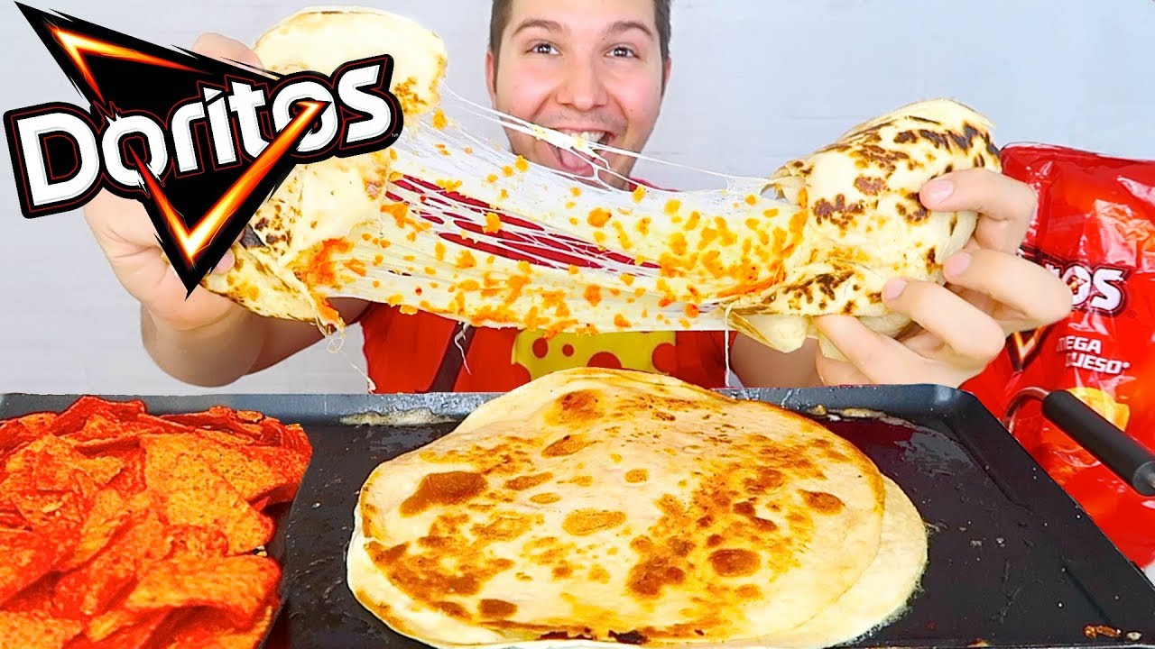 GIANT HOT DORITOS CHEESE QUESADILLA • Mukbang & Recipe