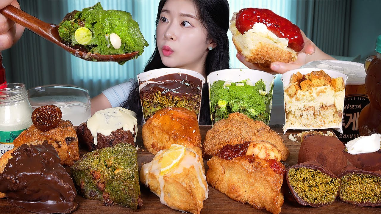 ASMR MUKBANG | Сладкая вечеринка со сконами 🧁 8 видов сконов, торт из сконов, тягучее шоколадное