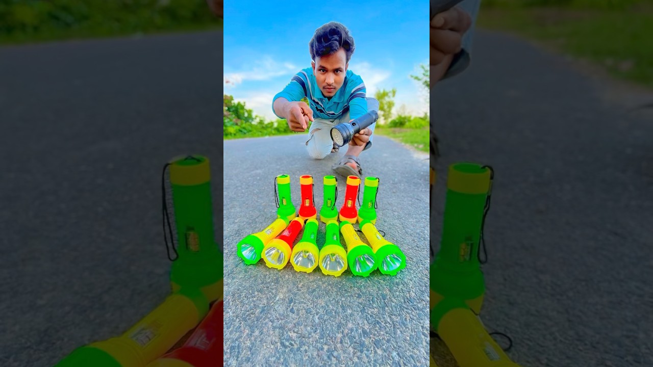 Big size torch and electronic LED flashlight 🔦unboxing & testing￼￼