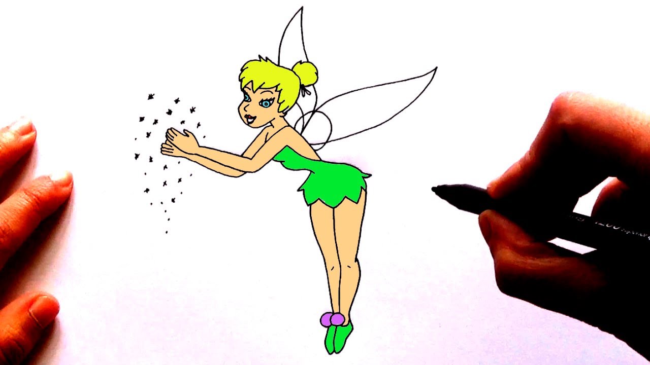 Cómo dibujar a Campanilla paso a paso, de Peter Pan (Disney) - How To Draw Tinkerbell