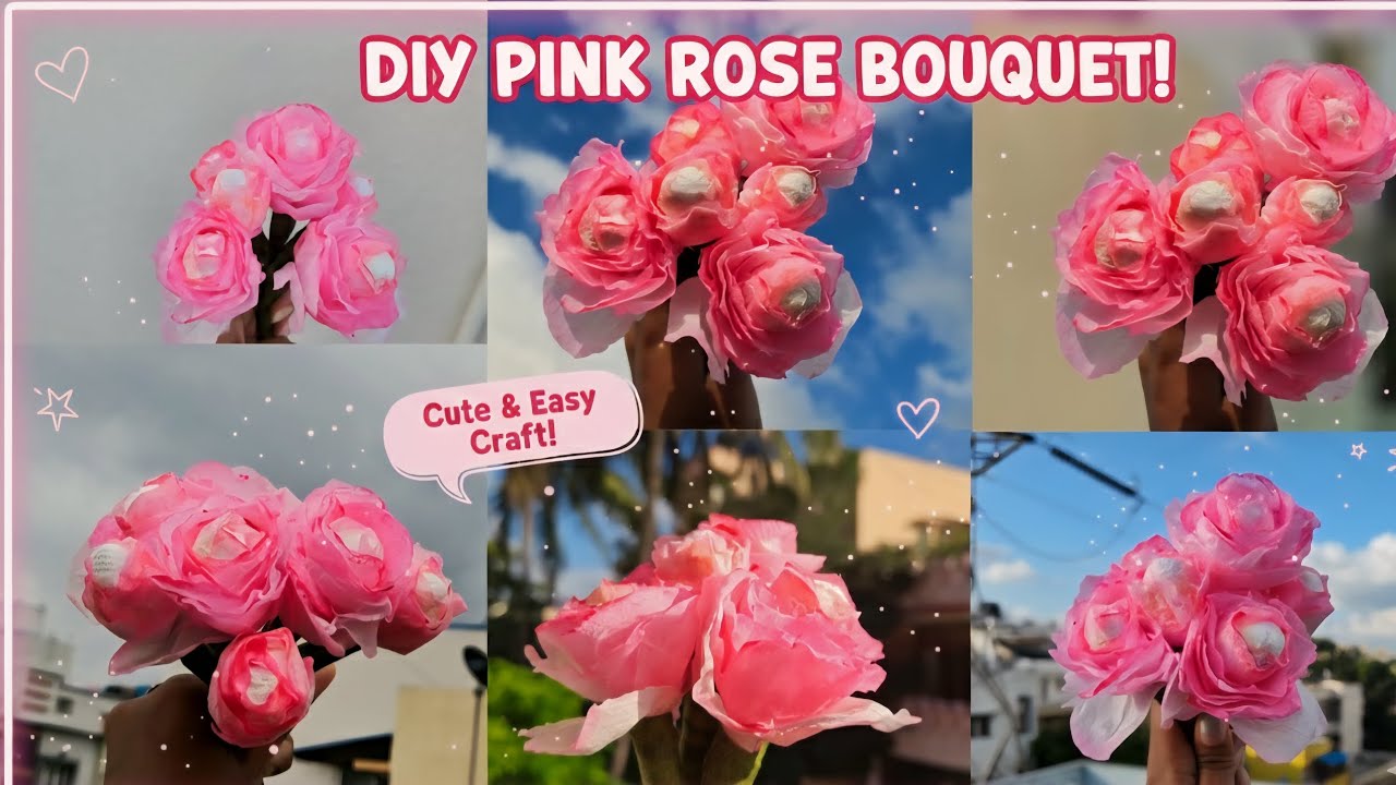 How I Made This Aesthetic Pink Rose Bouquet 🌸✨ |Easy DIY Flower Craft |Tissue Paper Roses Tutorial 