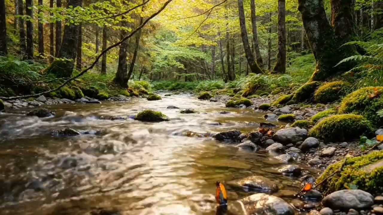 Gentle Creek Sounds and Soft Bird Chirping | Relaxing Nature Sounds for Reading