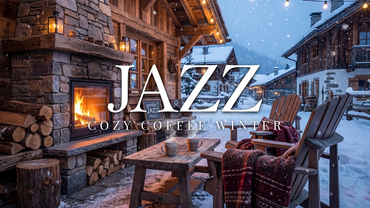 Warm Cozy Winter Jazz ☕ Soft Jazz with Fireplace for Late Night Relaxation
