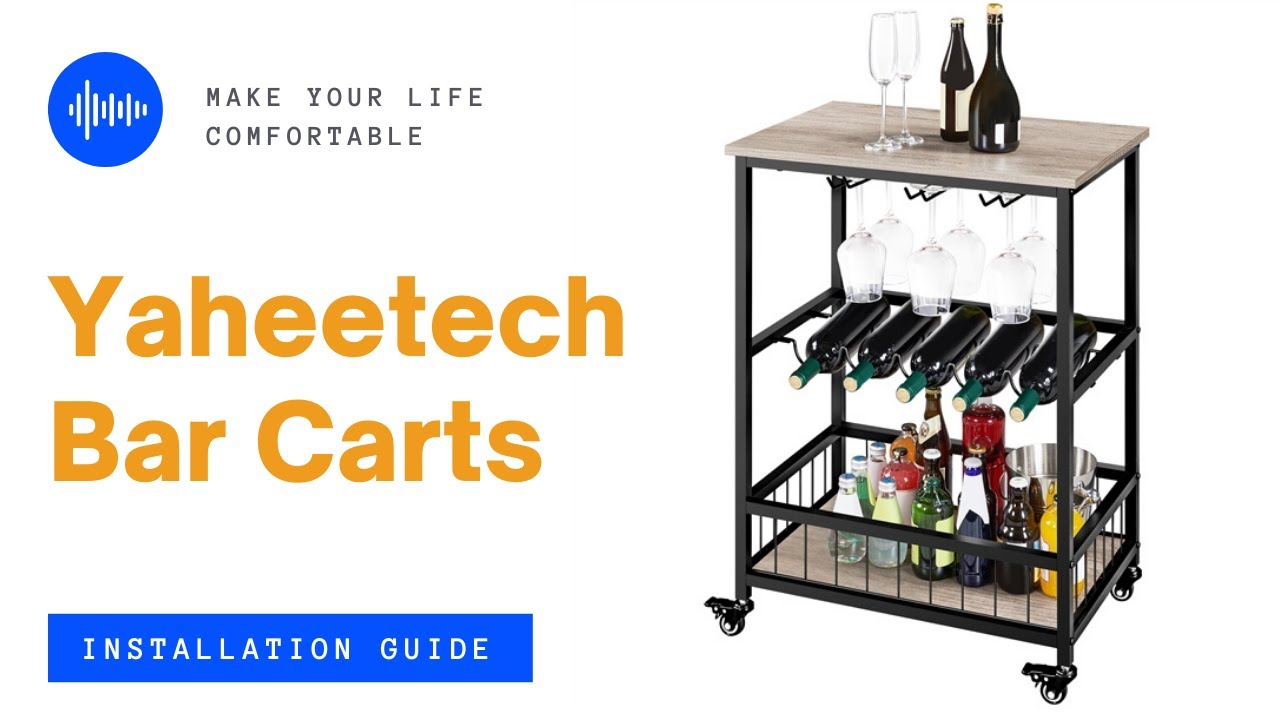Yaheetech 33 Inches H Bar Cart w/ Wine Rack Installation Guide #barcarts