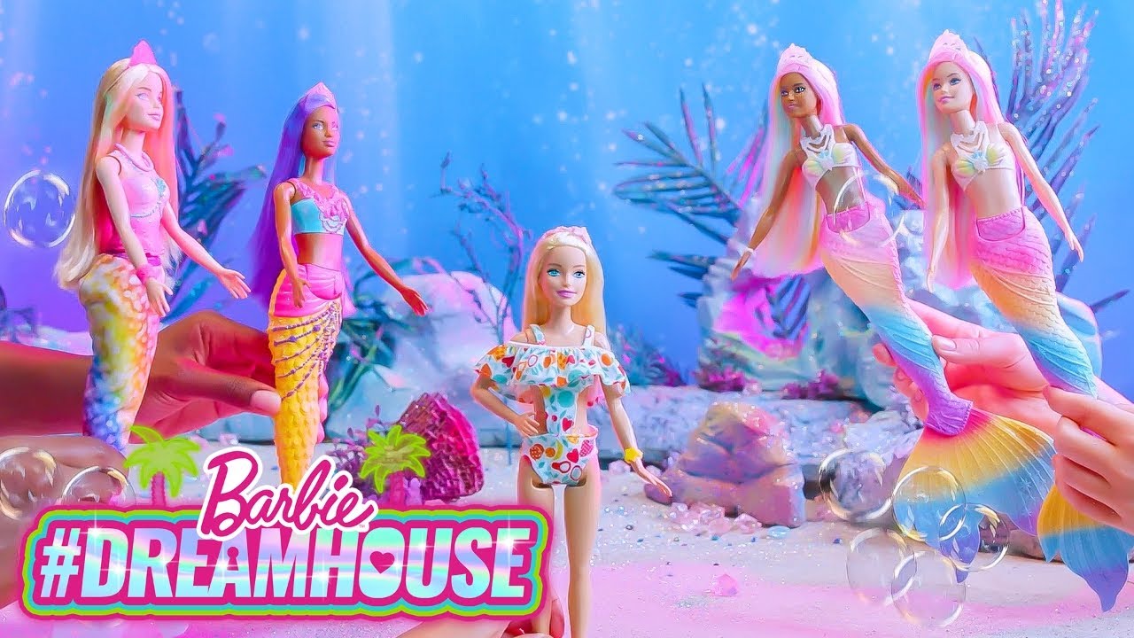 @Barbie | BARBIE MERMAID 🐚 PARTY with the COLOR CHANGE MERMAIDS! 🎨 | #Dreamhouse REMIX