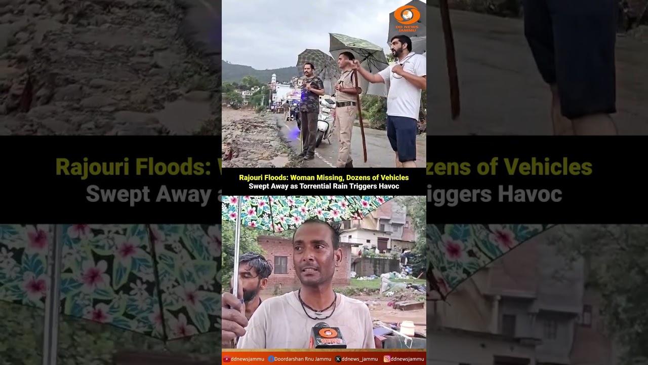 Rajouri Floods: Woman Missing, Dozens of Vehicles Swept Away as Torrential Rain Triggers Havoc