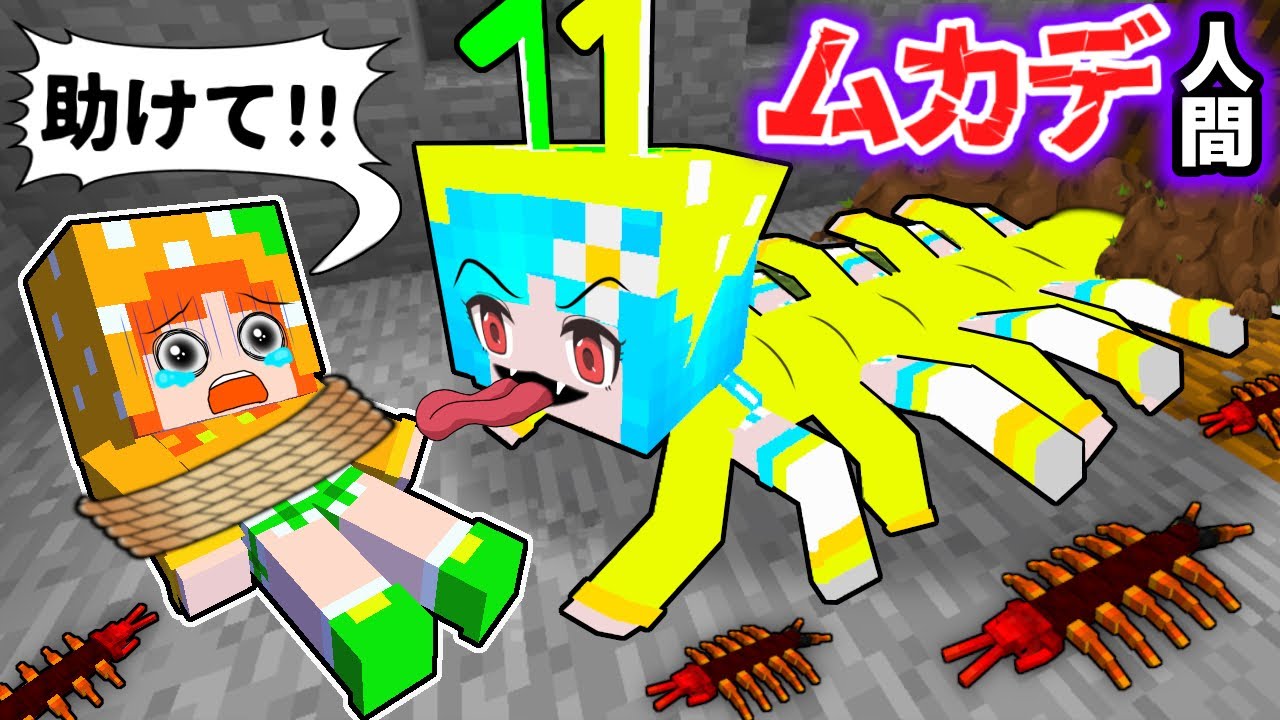 友達が「ムカデ人間」になっちゃった😱 大量の赤ちゃんを連れて襲ってくるマインクラフト(#ぴこみんず)
