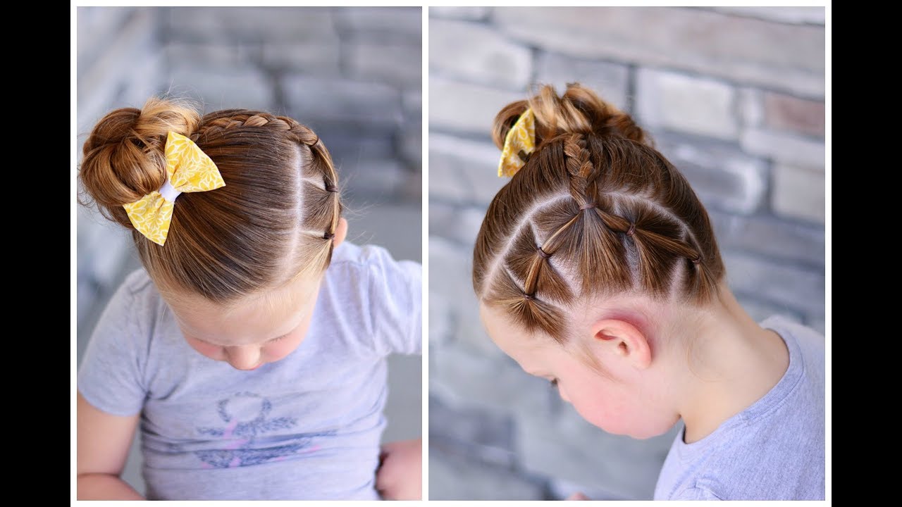 Summer Hairstyle:  Side Connected Ponytails and Messy Bun