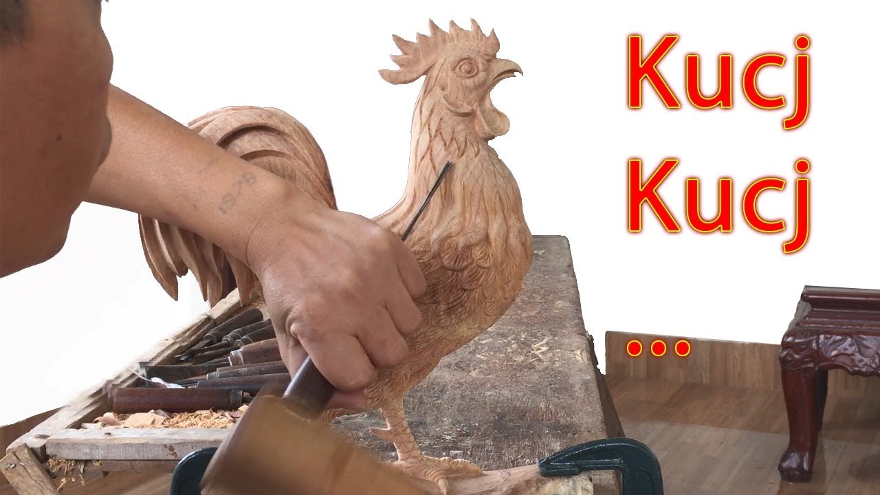 Amazing Wood Carving Skill and Techniques, Fastest Skill Wood Chicken Carving With Chisel