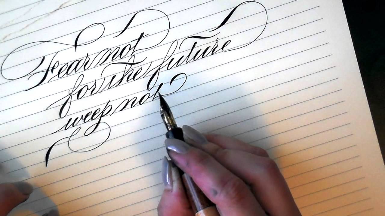 Writing calligraphy with a Desiderata Flex pen