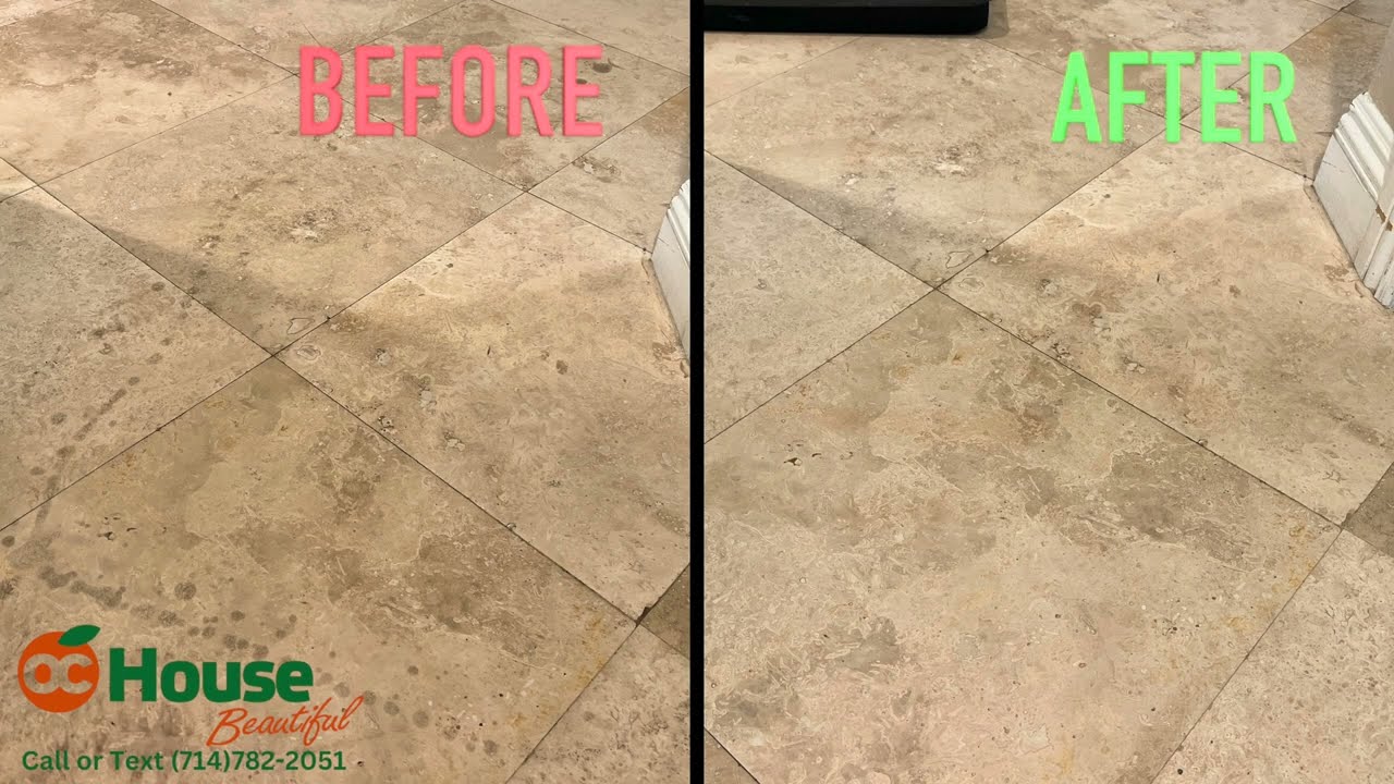 Travertine Floor Hole Filling Using Stone Pro Traverfill Resin!